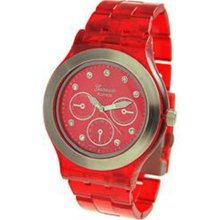 Geneva Platinum Women's 2108.Red Red Plastic Quartz Watch with Re ...