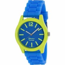 Geneva Platinum Women's 9638.Green.Blue Green Silicone Quartz Watch with Green Dial