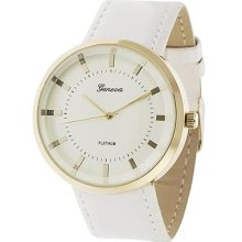 Geneva Platinum Women's Ivory Simulated Patent Leather Watch