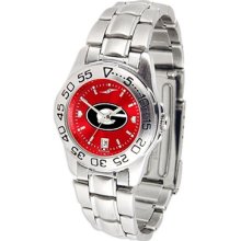 Georgia Bulldogs Ladies Red AnoChrome Steel Sport Watch