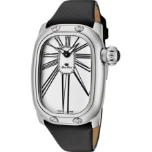 Glam Rock Watches Women's Monogram White Enamel Dial Black Genuine Saf