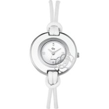 GO Round White Dial Calfskin Leather Bracelet Watch ...