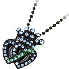 Good Jewelry Blue Rhinestone Crown Pendant Necklace Women's Watch