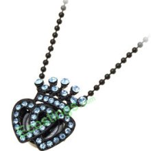 Good Jewelry Crown Pendant Blue Rhinestone Necklace Ladies' Watch