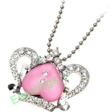 Good Jewelry Pink Heart Rhinestone Necklace Ladies' Quartz Watch