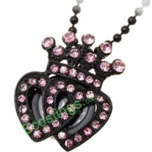 Good Jewelry Purple Rhinestone Crown Pendant Necklace Women's Watch