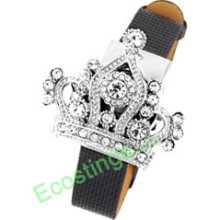 Good Jewelry Rhinestone Diadem Watchcase Leather Band Ladies Watch