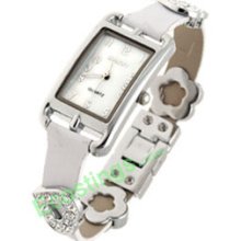 Good Jewelry Slim Leather Band Rhinestone Heart Ladies' Women's Watch