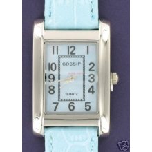 Gossip Rectangle Watch - Lt. Blue & Silver