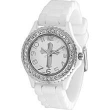 Gp By Brinley Co. Women's Rhinestone-accented Cross Silicone Watch