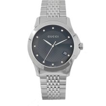 Gucci Watches Men's Timeless Black Leather Black Dial Black Leather B