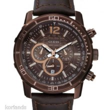 Guess Chronograph Mens Brown Leather Watch U16002g1