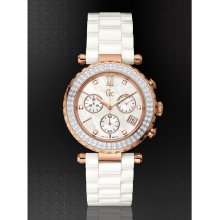 GUESS Gc Diver Chic Diamond Bezel White Cerami