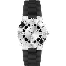 Guess I-80332l1 Women's Stainless Steel Case Black Resin Watch I80332l1