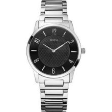 Guess Men U10634g1 Stainless Steel Bracelet Round Black Dial Analog