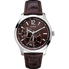 Guess Men's Brown Croco Leather Contemporary Dress Sport Watch Men's