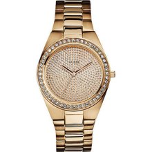 Guess Sporty Crystal Accents Analog Quartz Rosegold Dial Womens Watches U11663l1