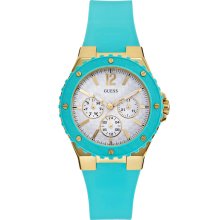 GUESS Turquoise and Gold-Tone Feminine Sport W