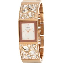 Guess U0002L4 Silver Dial Rose Gold-Tone Bejeweled Women's Watch