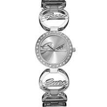 Guess Women Round Logo Bracelet Silver Tone Watch W95083l1