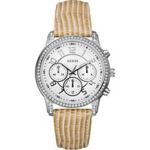 Guess Women's U13602L2 Gold Leather Quartz Watch with White Dial