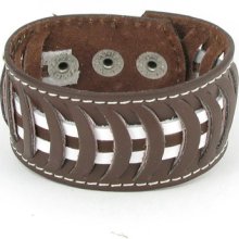 H871 Gothic Brown Leather Rock Wristband/cuff Men/women Surfer Tribal, Lolita