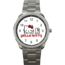 Hello Kitty 1 Unisex Silver-Tone Sports Metal Watch 15