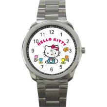 Hello Kitty 1 Unisex Silver-Tone Sports Metal Watch 18