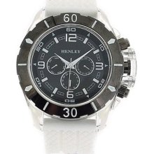 Henley Chrono Effect Gunmetal & White Silicone Strap Gents Watch H02033.4