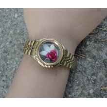 hot pink and white flowers former watch bracelet - 350