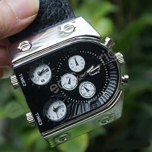 Hot Sales Russia Army Multi-time Zones 3 Times Mens Sports Quartz Leather Watch