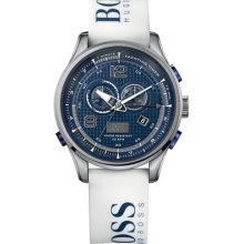 Hugo Boss 1512801 Blue Dial With White Logo Strap Men's Watch