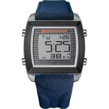 Hugo Boss Orange Men's Square Dial Blue Fabric Band Digital Watch 1512607