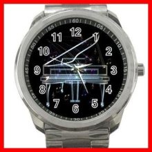 I Love Piano Music Notes Fun Silvertone Sports Metal Watch 240