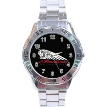 Indian Motorcycle Logo Stainless Steel Analogue Menâ€™s Watch