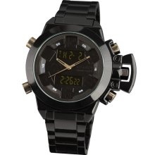 Infantry Army Digital Mens Wrist Watch Black Stainless Steel Dual Tim