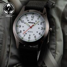 Infantry Fashion Army Casual White Analog Black Nylon Strap Mens Wrist Watch