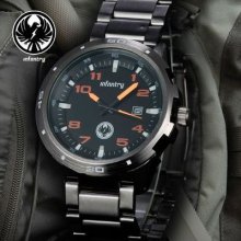 Infantry Mens Army Navy Black Stainless Steel Wrist Watch Royal Navy Outdoor