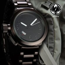 Infantry Royal Black Outdoor Stainless Steel Wrist Quartz Date Mens Watch Uk