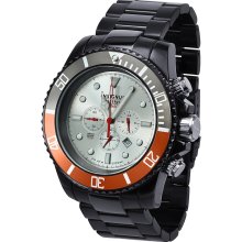 Insignum Black IP Silver Dial Orange and Black Bezel Chronograph Watch