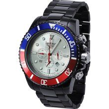 Insignum Tornado Black IP, Silver Dial, Pepsi Bezel Chronograph Watch