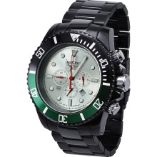 Insignum Tornado Black IP Silver Dial, Green - Black Chronograph Watch