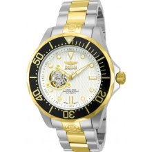 Invicta 13704 Men $695 Pro Diver White Dial Automatic 3h Gold Ss Watch