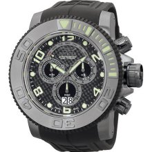 Invicta Men's 0413 Pro Diver Collection Sea Hunter Chronograph Black Polyurethane Watch