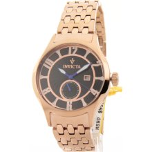 Invicta Men's 12233 Vintage Black Patterned Dial Rose Gold Date 24hr T