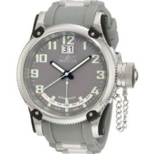 Invicta Men's 1596 Russian Diver Retrograde Silver Grey Dial Grey Silicone Watch