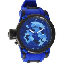 Invicta Men's Black Russian DIver Special Ops Lefty Swiss Quartz Rubber Strap Blue Dial 1201