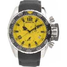 Invicta Men's Corduba Chronograph Stainless Steel Case Leather Bracelet Yellow Tone Dial Date Display 12452