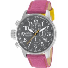 Invicta Men's Stainless Steel Case Quartz Specialty Chronograph Gray Tone Dial Nylon and Leather Strap 12072