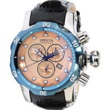 Invicta Men's Stainless Steel Reserve Venom Quartz Chronograph Diver Rose Gold Dial Leather Strap 10824